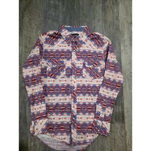 Vintage Rock and Roll Cowboy Aztec Design Pearl Snaps Size Small